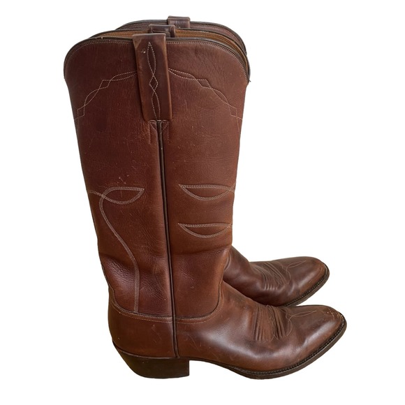Brown Leather Heeled Boots - Picture 1 of 10